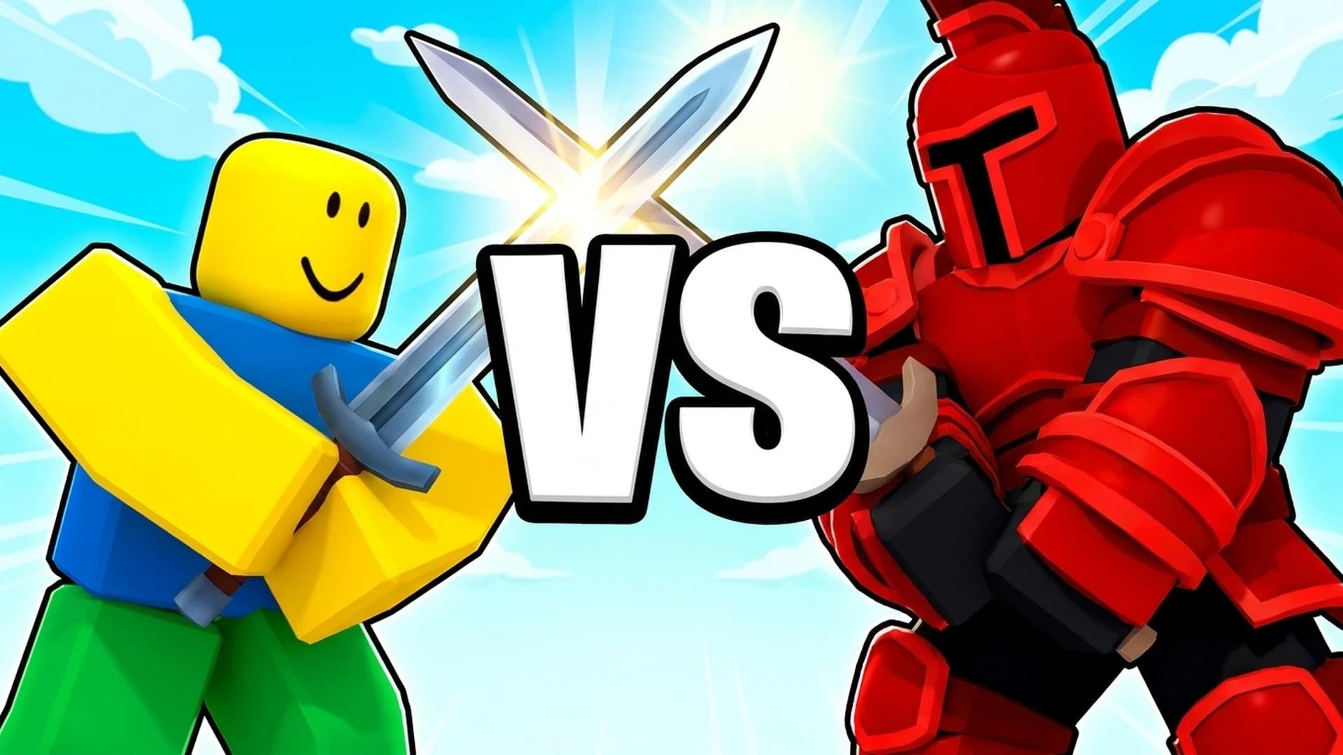 A noob versus a red knight with swords