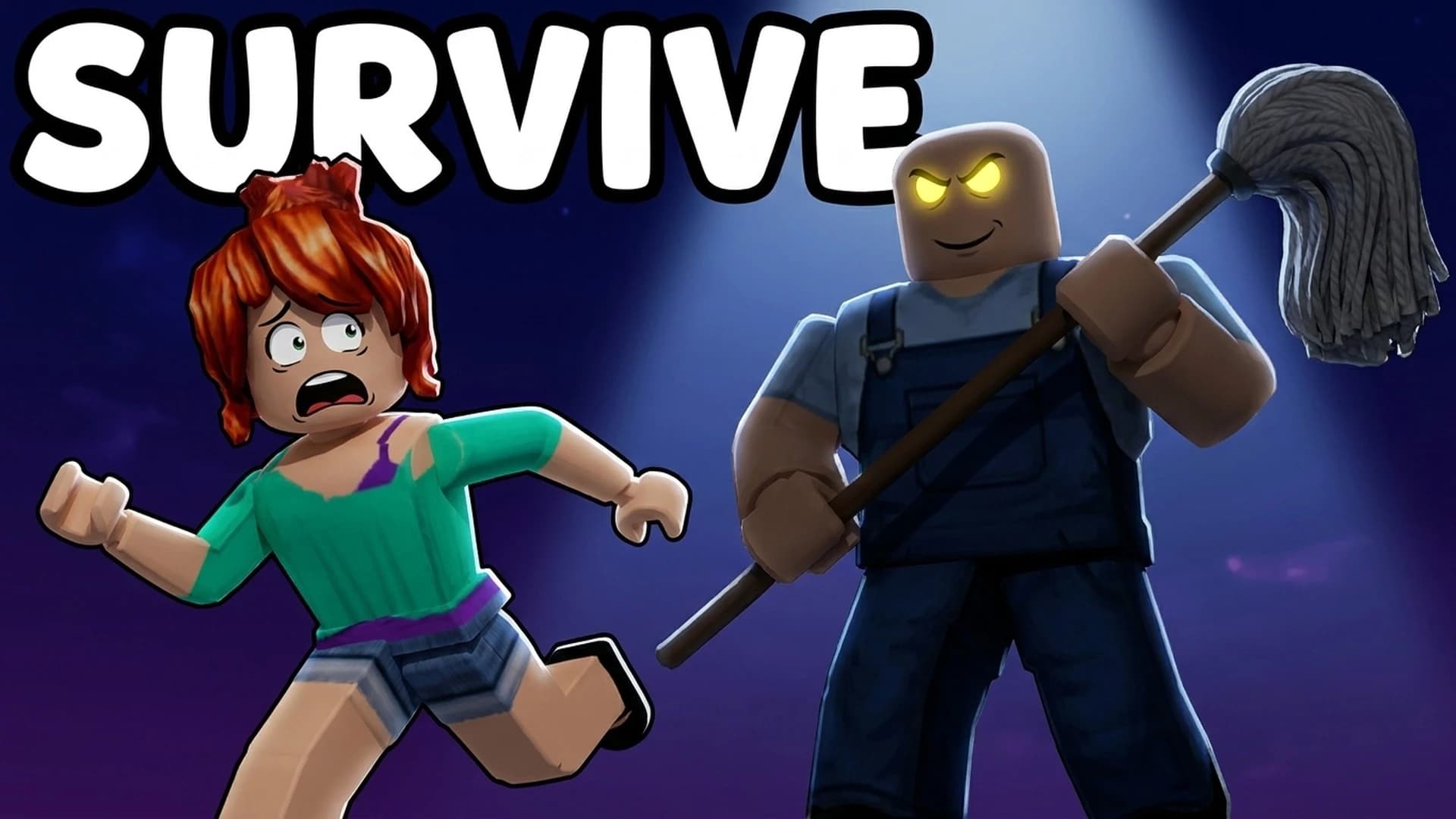 Survive: a janitor with a mop chasing a player