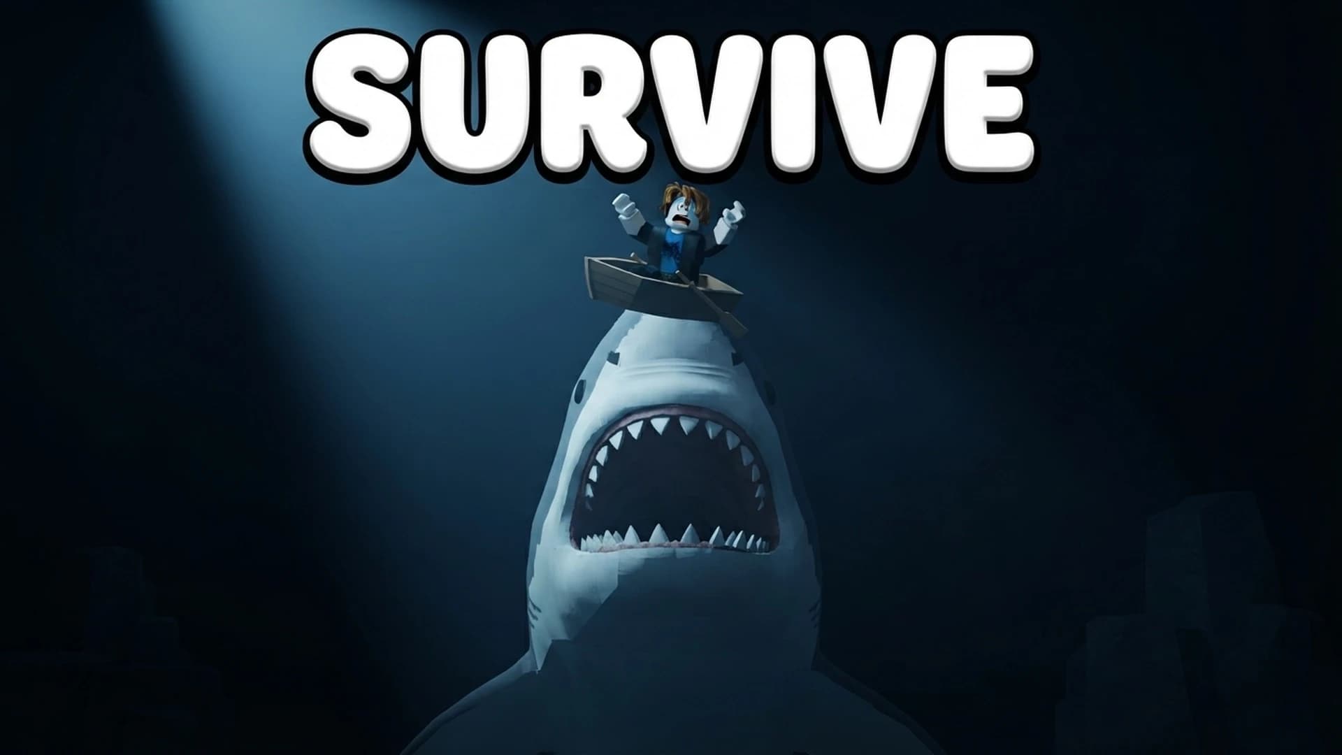 Survive: a shark under a rowing boat